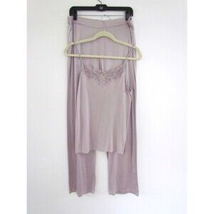 HANRO Pajama Set Lavender L 14/16 Camisole & Pants Silk Modal Cotton